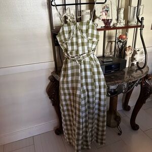 Green Checkered Sleeveless Dress